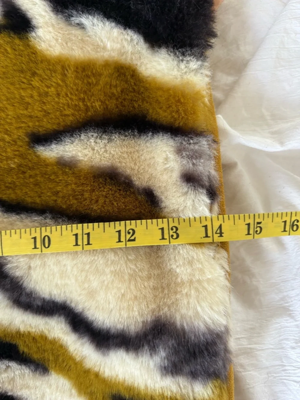 Anthropologie Mustard Yellow Black‎ Tiger Stripe Fluffy Faux Fur Pillow Case